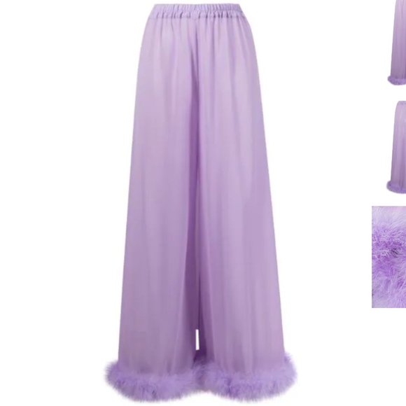 Sleeper Purple Feather Trimmed Pajama Pants Sz XS NWT